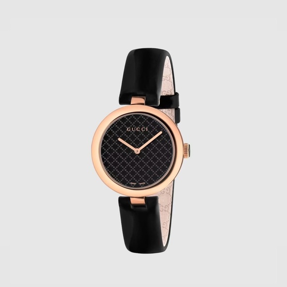 GUCCI DIAMANTISSIMA LEATHER WATCH WITH ROSE GOLD 32 MM - Picture 3 of 13